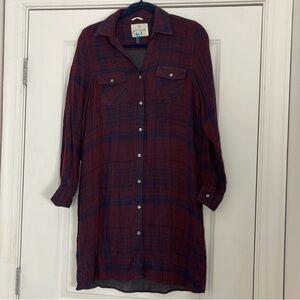 Hartford Plaid Wool Blend Shirt Dress Western Rustic GorpCore Academia Boho